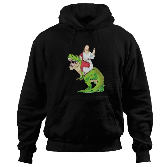 Dinosaur Pet Jesus Riding Dinosaur T rexs Jesus Christ Cute Christian 1 Hoodies