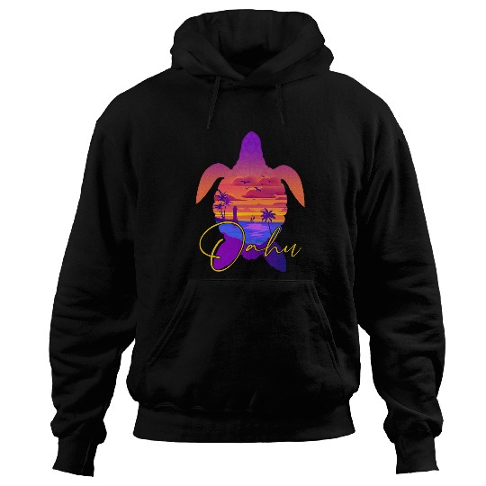 Turtle Pet Oahu Hawaii Sunset Sea Turtle Matching Family Vacation Hoodies