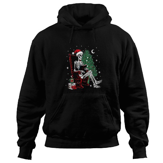 Book Fun Skeletons santa christmas tree reading book book worm Hoodies
