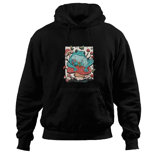 Frog Pet Natur Magical Fungi Cottagecore Frog Mushroom Aesthetic Hoodies