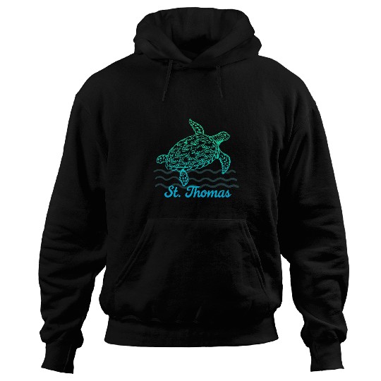 Turtle Pet St Thomas Caribbean Island Sea Turtle Souvenir Blue Green Hoodies