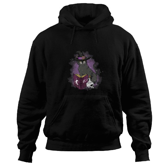 Book Fun Cat and Witch Cats Spell Book Spiritual Design Hoodies
