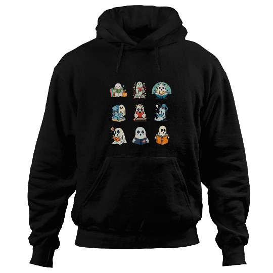 Book Fun ghosts Reading Teacher Halloween Librarian Book Lover School 8 Hoodies