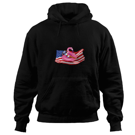 Flamingo Pet Animal Lovers Summer Vacation Gift Flamingo Beach USA Flag Funny Bird Hoodies