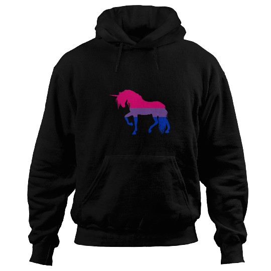 Unicorn Pet Bisexual Pride Flag LGBTQ Illustration for Unicorn Lovers Hoodies