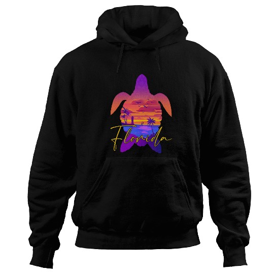 Turtle Pet Florida Sunset Sea Turtle Matching Family Vacation Hoodies
