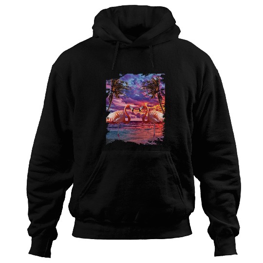 Flamingo Pet Cute colorful flamingo palm trees Hoodies