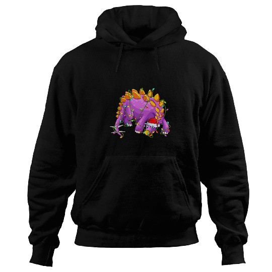 Dinosaur Pet Christmas Light Stegosaurus Dinosaur Pajama Santa Hat Hoodies