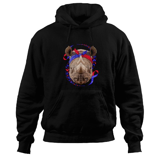 Rhino Pet CHD Awareness Rhino Bandana Red And Blue Ribbon Hoodies
