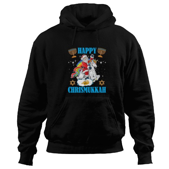 Unicorn Pet Happy Chrismukkah Hanukkah Christmas Jewish Unicorn Santa 8 Hoodies