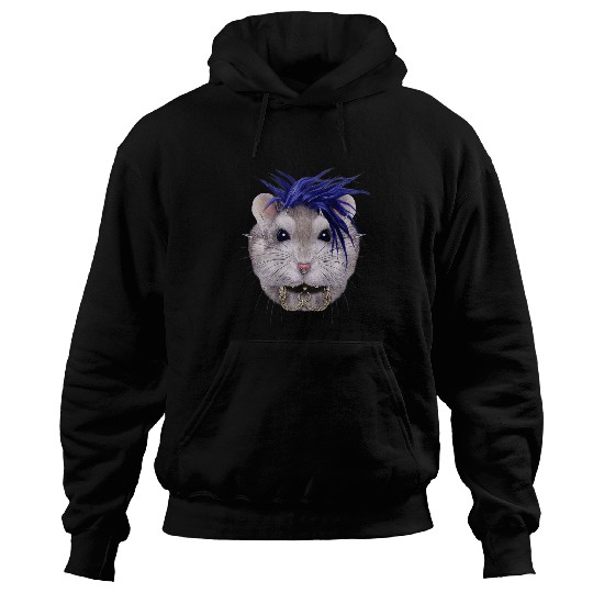Hamster Pet Grey Dwarf Hamster in Punk Rock Style Hoodies
