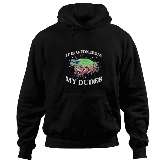 Frog Pet It is Wednesday my dudes Funny Meme Quote Frog Art Hoodies