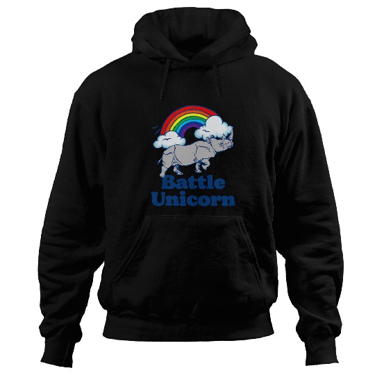 Rhino Pet Battle Unicorns Funny Retro 80s Rainbow Rhino Rhinoceros 3 Hoodies