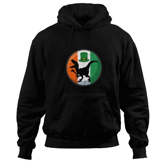 Dinosaur Pet Ireland Flag Saint Patricks Day Velociraptor Hoodies