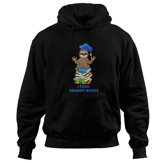 Book Fun Im With The Banned Cute Sloth Bookworm Teacher Hoodies