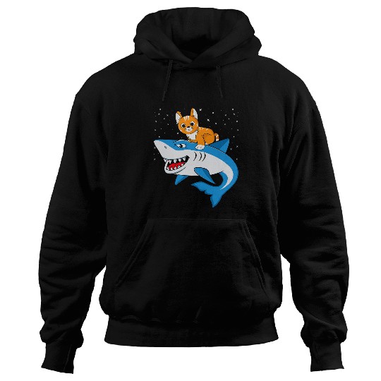 Shark Pet Galaxy Cat Riding Shark For Cat Lovers Astronaut Cat Hoodies
