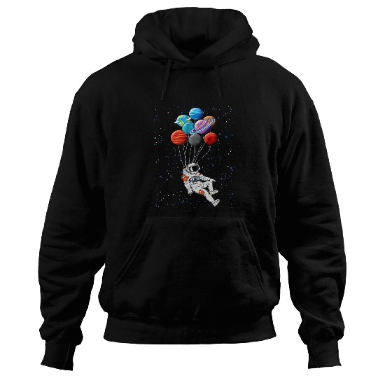 Astronaut Job Floating Astronaut Balloon Galaxy Futuristic Outer Space Hoodies
