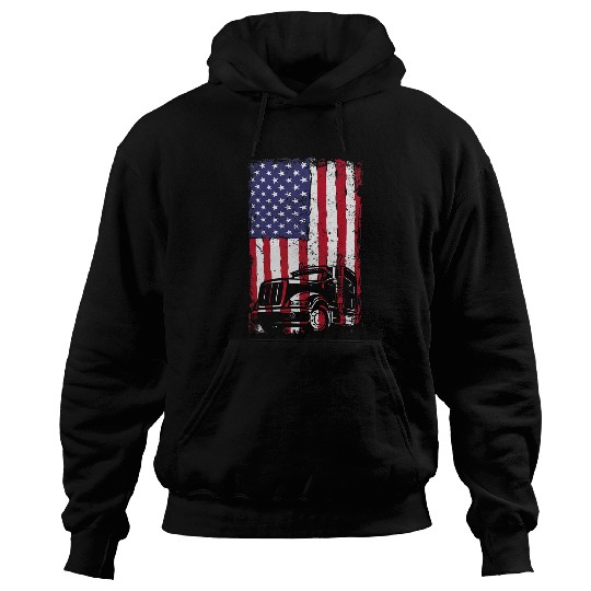 Truck Fun 18 Wheeler Freighter Truck Driver US Flag Hoodies
