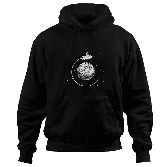 Astronaut Job flying around Moon Galaxy Spaceship Planet Stars Hoodies