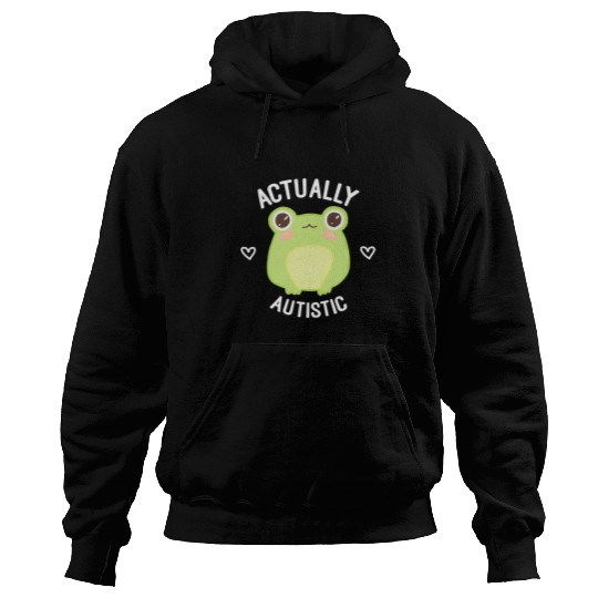 Autism Puzzle Frog Actually Autistic Cute and Kawaii Frog Neurodivergent Hoodies