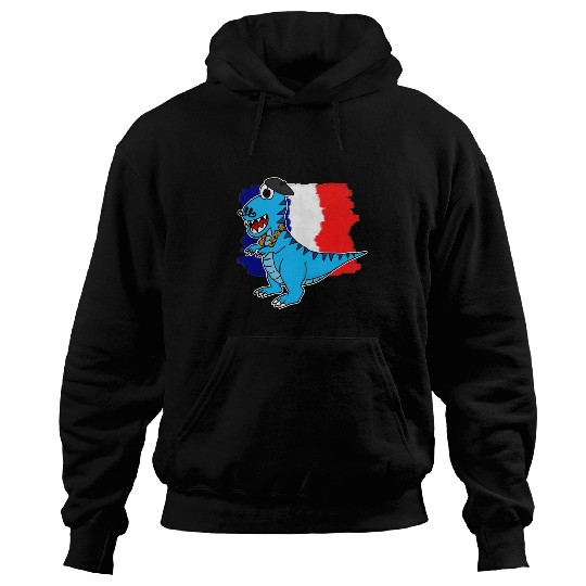 Dinosaur Pet Bastille Day Happy 14th July Dinosaur French TRex Funny Hoodies