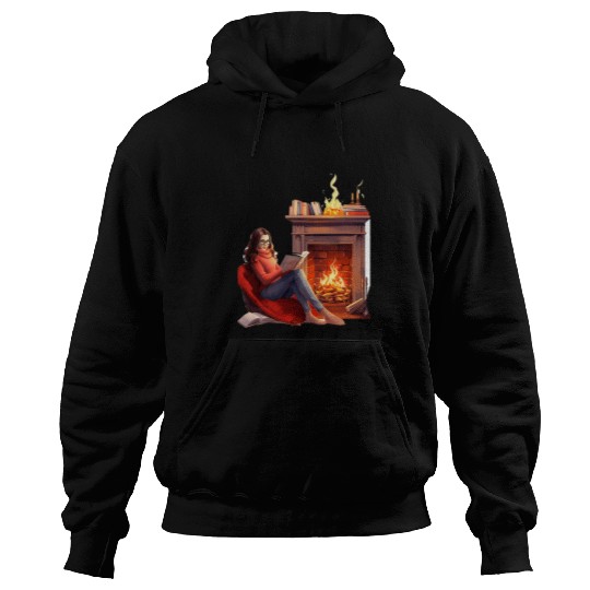 Book Fun In Fireplace Reader Bookworm Girls Women Hoodies