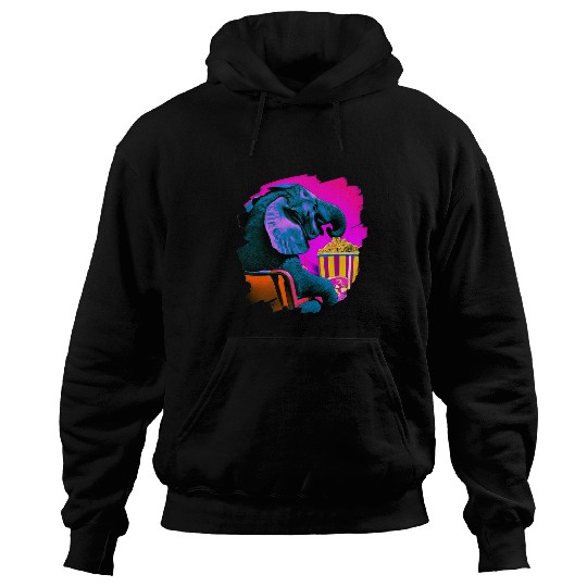 Elephant Mammal Eating Popcorn Watching Movie Funny Hoodies