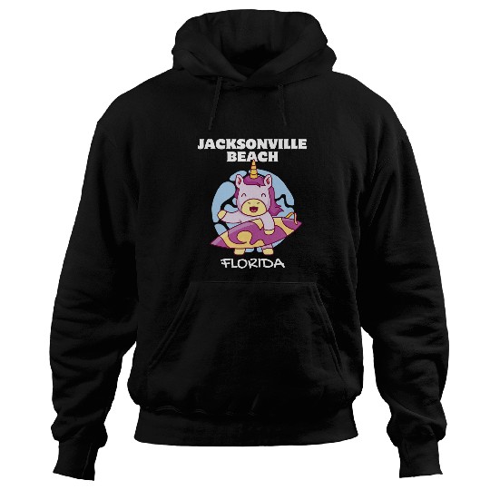 Unicorn Pet JACKSONVILLE BEACH FLORIDA Surf Retro Unicorn Surfing Hoodies