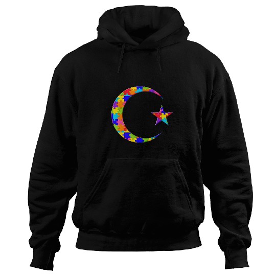 Autism Puzzle Crescent Moon Eid Ramadan kareem Jigsaw Autism Puzzle Hoodies