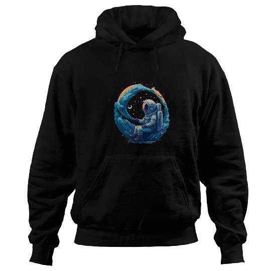 Astronaut sitting on Milky Way galaxy space astro motif Hoodies