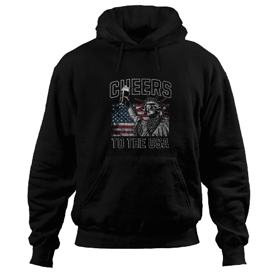 Beer Fun Cheers to the USA Statue of Liberty Holding Beer Patriotic Hoodies
