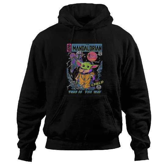 Book Fun Kids Star Wars The Mandalorian The Child Neon Retro Comic Hoodies
