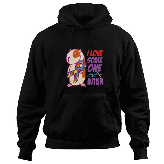 Guinea Pig Pet Autistic I Love Someone With Autism 2Guinea Pig Puzzle Pieces Hoodies