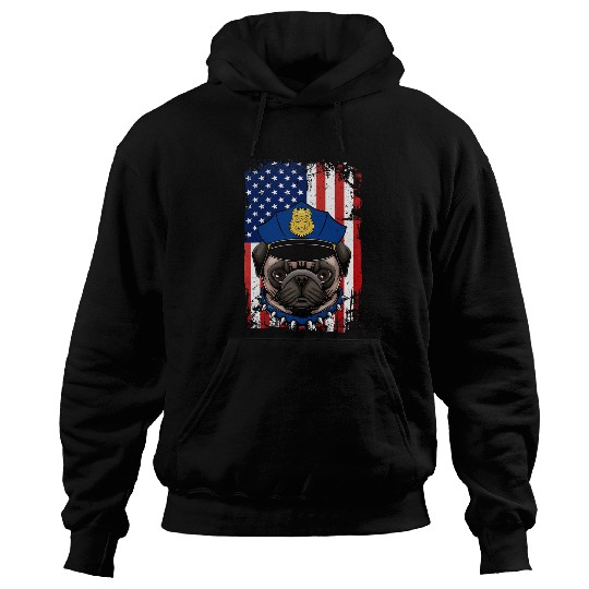 Pug Pet Police Pug Back The Blue Law Enforcement Appreciation Hoodies