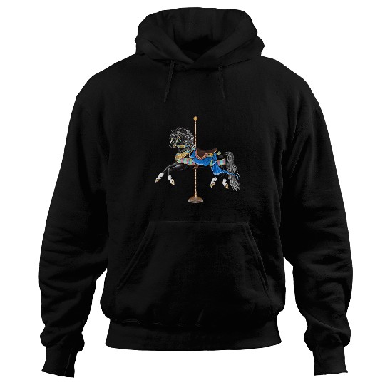 Horse Pet Black Stallion Carousel Horse 3 Hoodies
