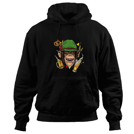 Beer Fun Chimpanzee Oktoberfest Lederhosen Costume Beer Fest Hoodies