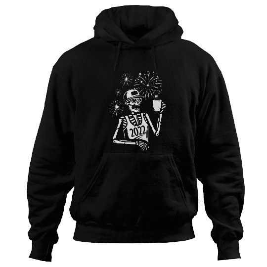 Coffee Fun Skeletons Drinking Coffee New Years Eve Party NYE Pajamas Hoodies