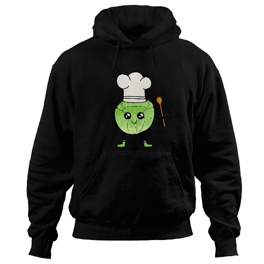 Head of cabbage vegetable cabbage chef chef hat wooden spoon Hoodies