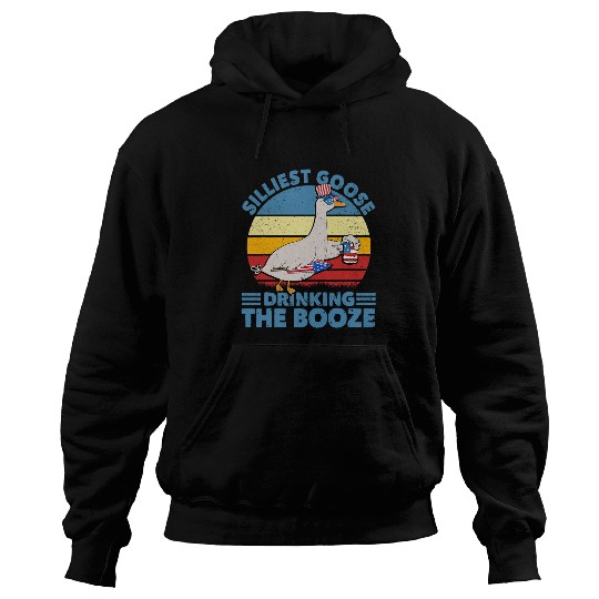 Beer Fun 4th of July Silliest Goose Drinking the Booze Beer Hoodies