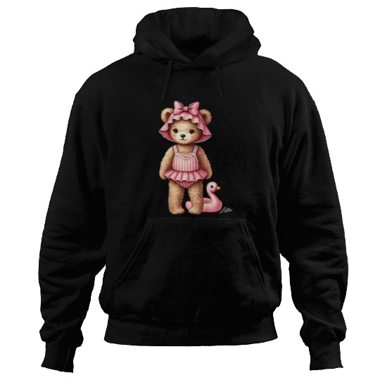 Bear Pet Kids Preppy Pink Pool Day Bear Kids vintages Gilded Lillie 2 Hoodies
