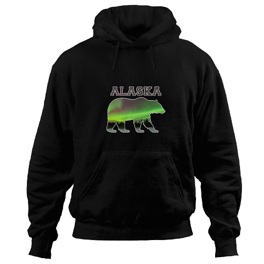Alaskan Bear Northern Lights Aurora Borealis Nature Sky 3 Hoodies