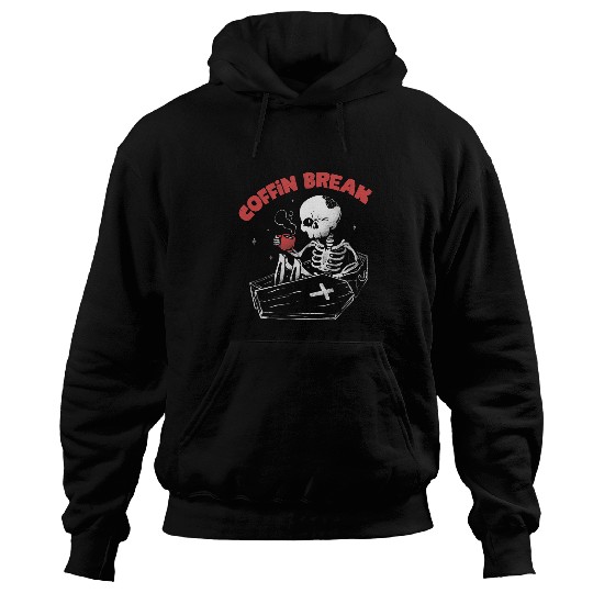 Coffee Fun Halloween Coffin Break Funny Skeletons Drinking Coffee601 Hoodies