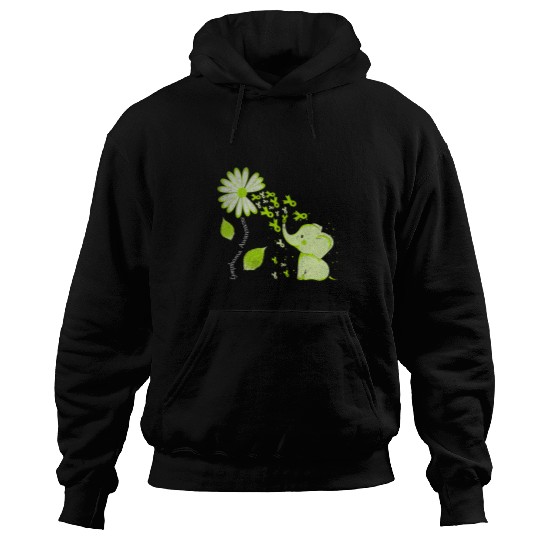 Elephant Pet Daisy Flower Lime Green Elephant Lymphoma Awareness Hoodies