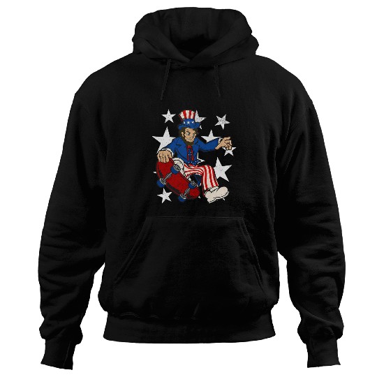 Abraham Lincoln Skateboarding Funny 4th of July Skateboard Hoodies
