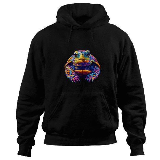 Turtle Pet Colorful Box Turtle Pond Animal Lover Men Women Black Hoodies