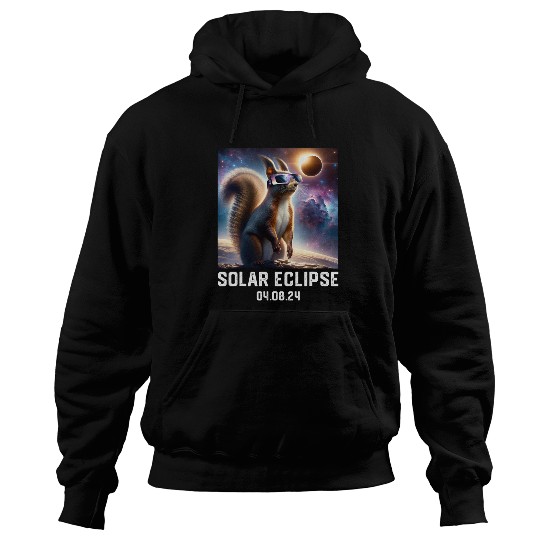 Squirrel Pet Totality Solar Eclipse 040824 Squirrel Astronomy Lovers Hoodies