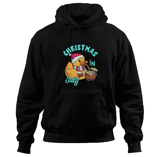 Duck Pet Christmas In July Summer Hawaiian Pool Party xmass Santa Duck Hoodies