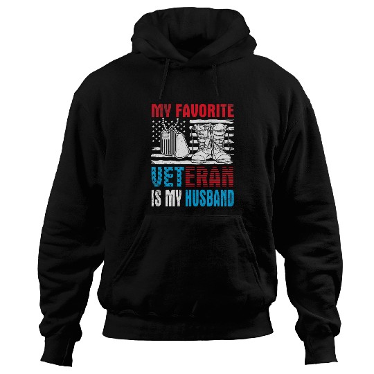 Happy July 4 Independence My Favorite Veteran Is My Husband Hoodies
