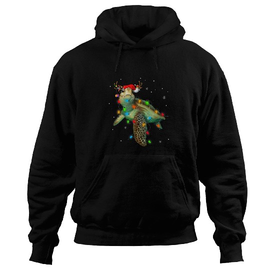 Turtle Pet christmas lights santa hat merry christmas 2 Hoodies