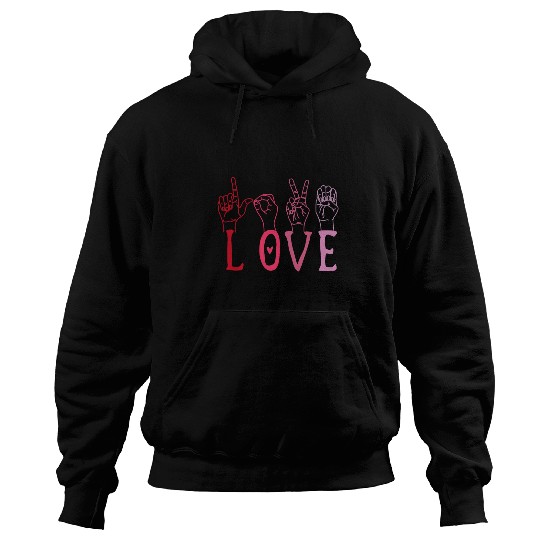 Funny Valentines Day ASL Love tee Sign Language for women Hoodies